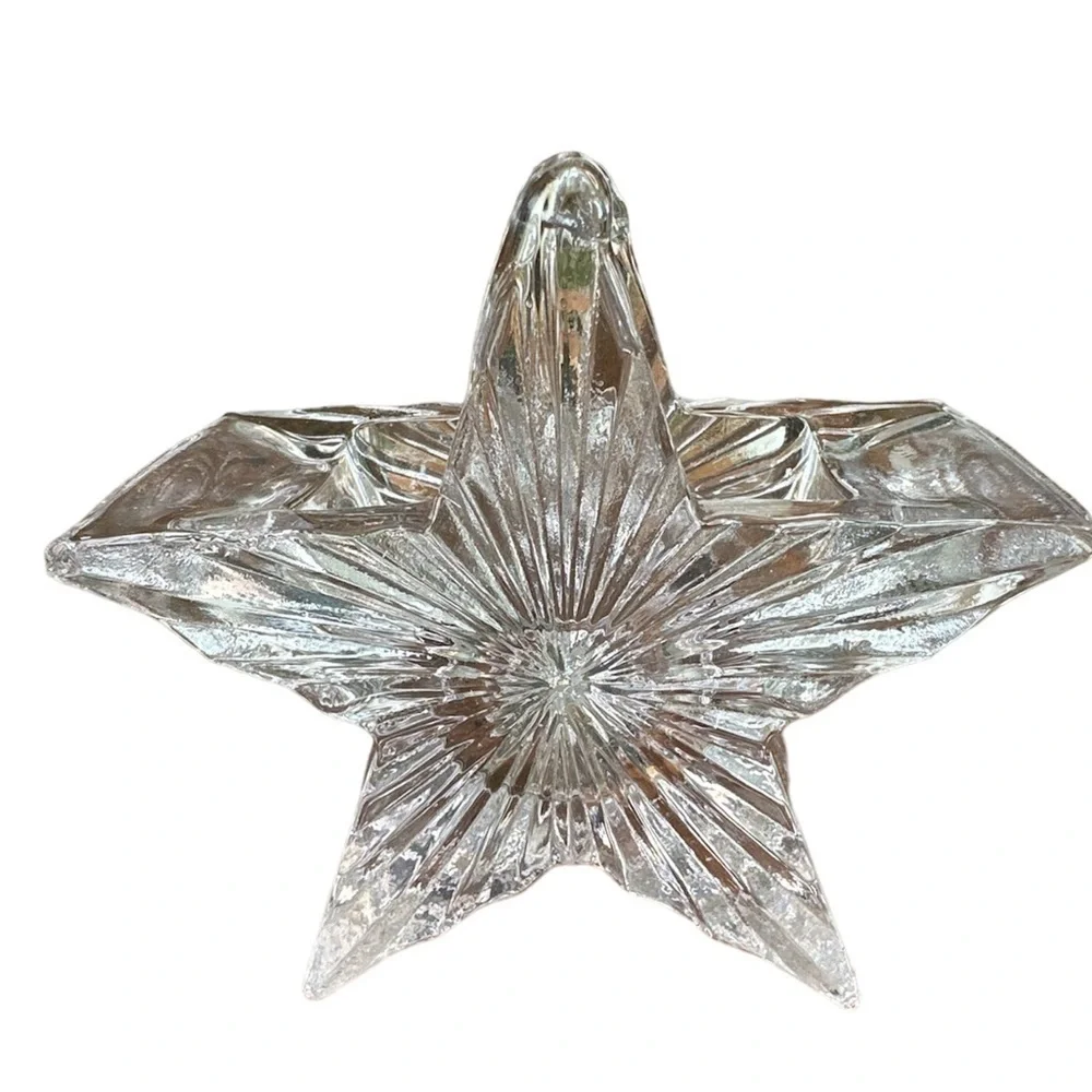 Vintage Pressed Light pink glass Star Shaped votive Candle holders Set of 2